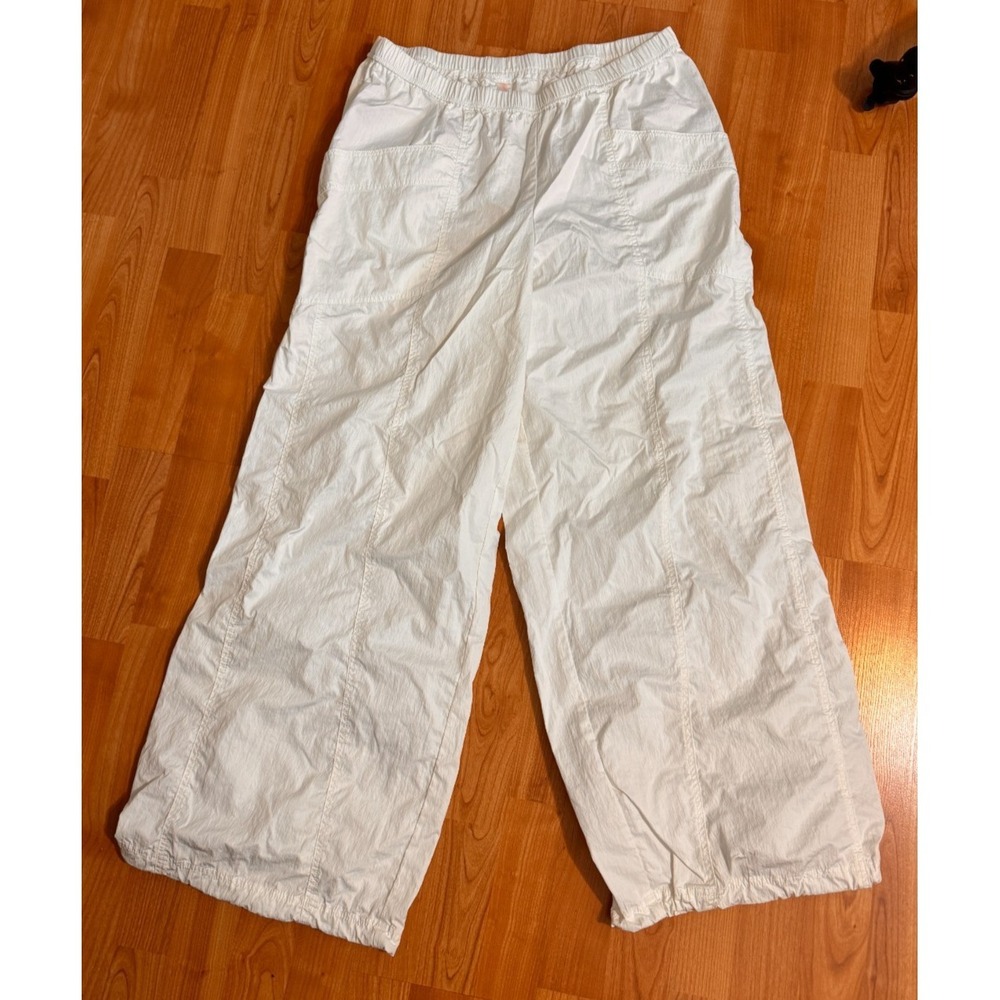 Free People Movement Off the Record Pants L Wide Leg White Utility Y2K Parachute - Picture 16 of 16